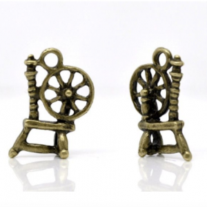 Mini RUECA  bronce antiguo para jardín de hadas    1u