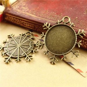 Hermosa base camafeo de bronce forma COPO DE NIEVE  1 u