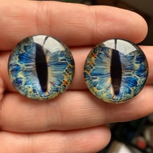 Ojos muy grandes de Gato & Dragón  de Vidrio   1 par 25 mm  CELESTES