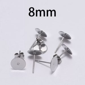 Bases de AROS  de acero inoxidable  8mm plateado    100 u