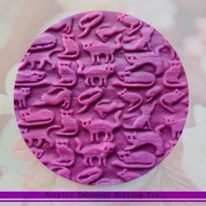 Rodillo de acrílico para texturar arcilla diseño GATOS   1 u