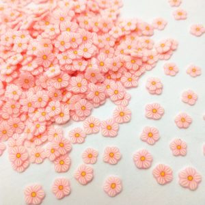 Sprinkles de arcilla para decorar forma   FLORES ROSADAS    5g