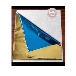 Pan de oro de imitación color  AZUL/DORADO     1hoja   13 x 13cm