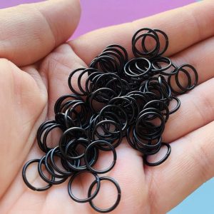 Argollas  conectoras NEGRAS  de 8mm     300u