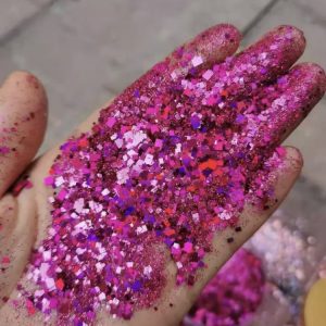 Glitter cuadrado mix tamaños color FUCSIA-ROJO ITALIANO GRUESO     40 gramos