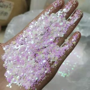Glitter cuadrado mix tamaños color BLANCO HOLO GRUESO    40 gramos
