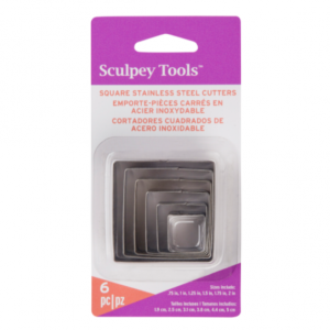 Juego de 6 cortadores acero inoxidable Sculpey forma CUADRADO   6u