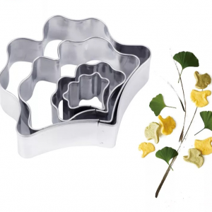 Juego de 4 cortadores acero inoxidable  forma hoja de GINKGO BILOBA      4u
