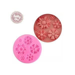 Molde de silicona con 6 flores tipo  MARGARITA   1u