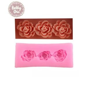 Molde de silicona de 3 MINI ROSAS  1u
