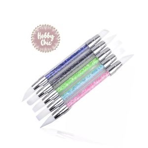 Set herramientas  para modelar:  puntas silicona   CON CRISTALES     5 piezas