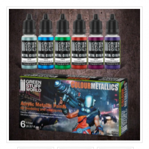 Set de acrílicos  METÁLICAS  Green Stuff World         6 unidades
