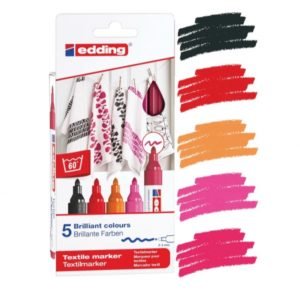Edding  Set 5  Marcadores TEXTIL  colores CÁLIDOS    1mm