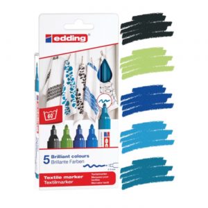 Edding  Set 5  Marcadores TEXTIL  colores FRIOS  1mm