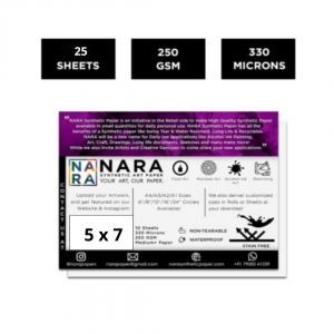 Papel sintético para tintas al alcohol NARA BLANCO   13 X 18 cm.   5x7pulg   Pack 25 hojas de  330 micrones