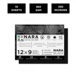 Papel sintético para tintas al alcohol  NARA NEGRO  30 x 23 cm  12x9 pulg    Pack 10 hojas de 360 mic