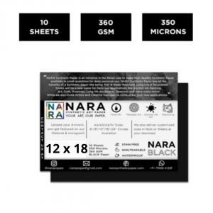 Papel sintético para tintas al alcohol NARA NEGRO  45 x 30 cm   12x18 pulg.   Pack 10 hojas de 350 mic