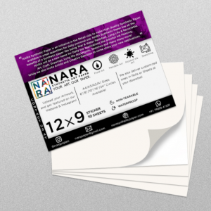Papel sintético para tintas al alcohol NARA STIKER BLANCO  30 X 23 cm.   12x9pulg  Pack 10 hojas