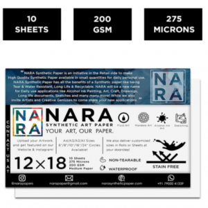 Papel sintético para tintas al alcohol NARA BLANCO  31 X 46 cm.   12x18pulg.   Pack 10 hojas de 275 mic