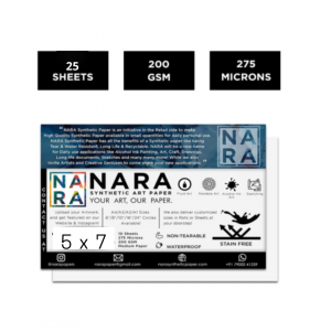Papel sintético para tintas al alcohol NARA BLANCO  13 X 18 cm.   5x7 pulg   Pack 25 hojas de 275 mic