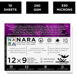 Papel sintético para tintas al alcohol NARA BLANCO  23 X 30 cm.   12x9 pulg   Pack 10 hojas de 330 micrones