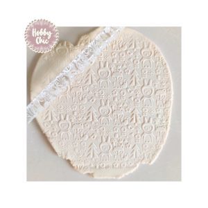 Rodillo de acrílico para texturar arcilla diseño:  ZORRO CON NIÑO  1 u