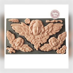Molde  XXL de silicona CON CABEZAS DE ANGELITOS  ALADOS    1u