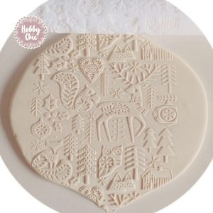 Rodillo Mediano de acrílico para texturar diseño:    RENO Y PAISAJE FOLK  16 x 3,5cm    1u