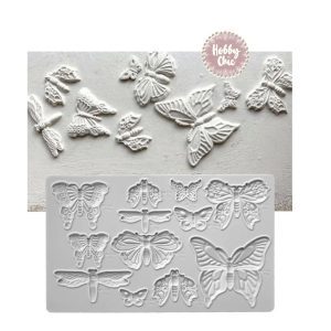 Gran Molde de silicona con diseños: MARIPOSAS Y LIBÉLULAS  1u