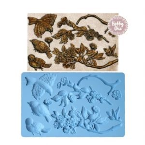 Molde  XL de silicona  con  PAJARITOS EN RAMA    1u