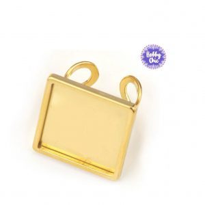 Base ANILLO  CUADRADA de acero inoxidable DORADA   1u