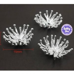 Centros de flores  GRANDES color PLATEADO 10u