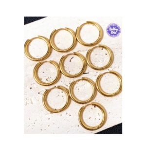 Argollas de acero inoxidable dorados   10u