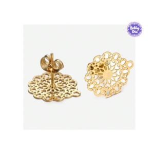 Bases pendientes diseño Floral de acero inoxidable dorados  10u