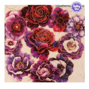 Láminas de PVC pegatinas decoupage  flores RETRO ESMALTE MORADO .        1pack