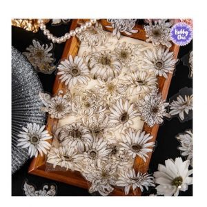 Láminas de PVC pegatinas decoupage  flores DORADAS/BLANCAS RETRO  2 .        1pack