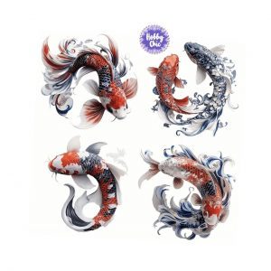 Láminas adhesivas de PVC para decoupage PECES ROJOS         1u