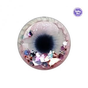 Ojos XXXL  de Vidrio   1 par 40 mm  ROSA BEBÉ  CON MARIPOSA