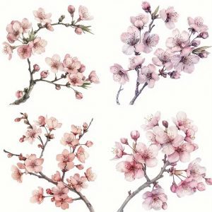 Lámina de PVC pegatinas FLOR DE CEREZO      1 u