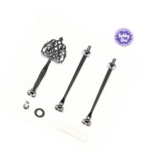 Soporte de hierro PARA EXHIBIDOR DE PASTELES  PLATA .  3 niveles .    1pack