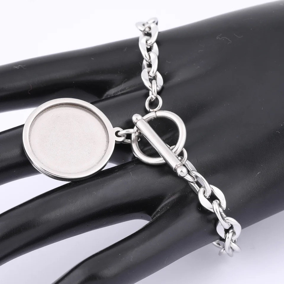 Pulsera acero inoxidable color plateado2    1u