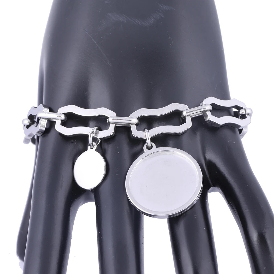 Pulsera acero inoxidable color plateado1    1u