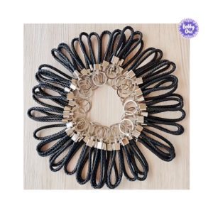 LLAVERO  CORDÓN TRENZADO CUERO NEGRO PU   10u