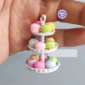 Bandeja soporte blanca de 3 niveles con macarrones      1pack