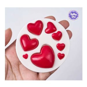 Molde de silicona con CORAZONES DISTINTO TAMAÑO   1u