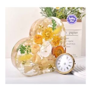 Pack molde de CORAZÓN  GRANDE + RELOJ   para resina    1u