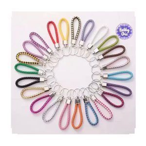 LLAVERO  CORDÓN TRENZADO  CUERO PU  COLORES VARIADOS  10u