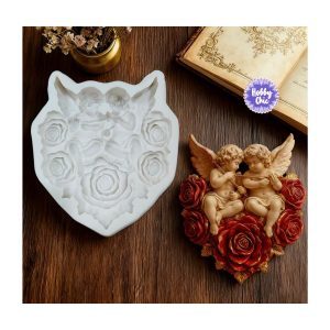 Molde de silicona  ÁNGELES SENTADOS EN  CORAZÓN    1u